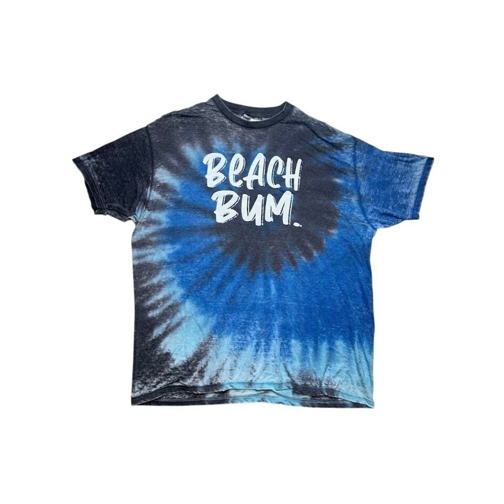 Colortone Beach Bum Tie Dye Graphic T-Shirt Blue Black‎ Womens Size 2XL